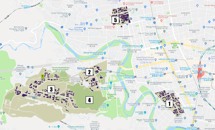 Location of Aobayama Campus